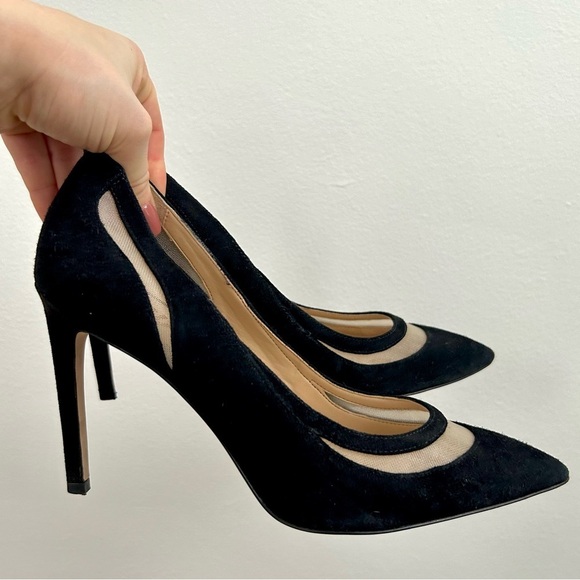 Sam Edelman Black Mesh & Suede Pointed Toe Heels - Picture 4 of 8